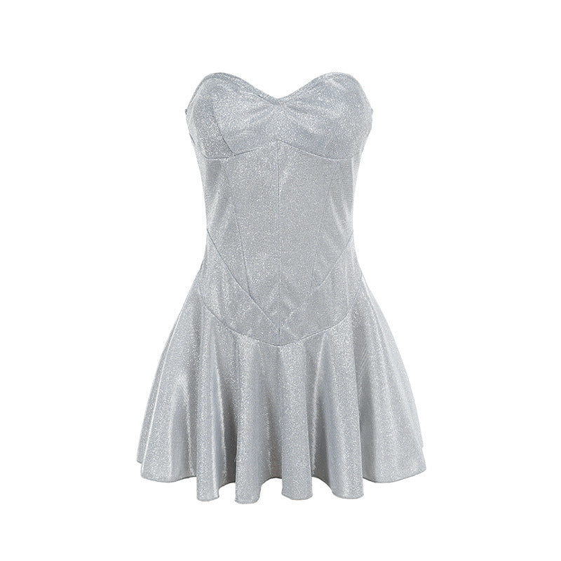 Robe tube fine et brillante de style européen et américain pour fille sexy et sexy