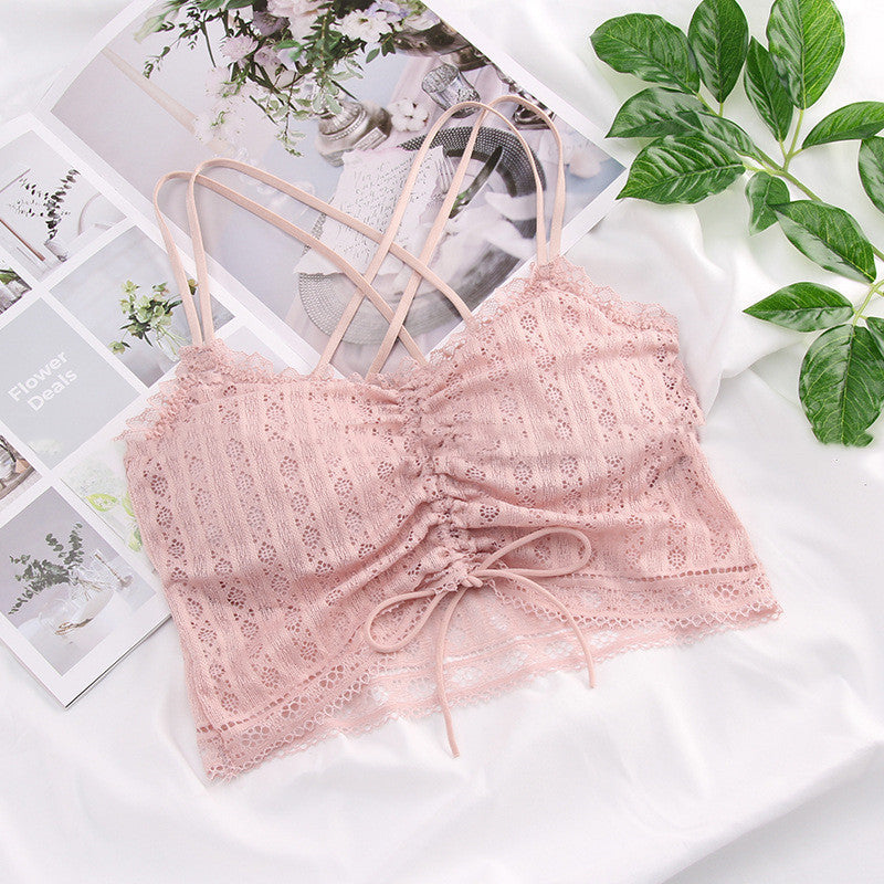 Drawstring Lace Wrap Chest Strapless Vest