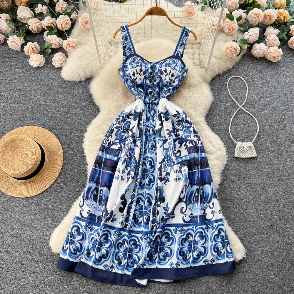 Design Sense Niche Waist Slimming Floral A- Line Long Skirt