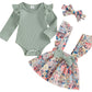 Combinaison 3 pièces simple pour nourrissons, style pastoral européen et américain, commerce extérieur transfrontalier, jupe à bretelles florale avec nœud