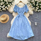 Sweet Designer-style Cutout Halterneck Off-shoulder Dress