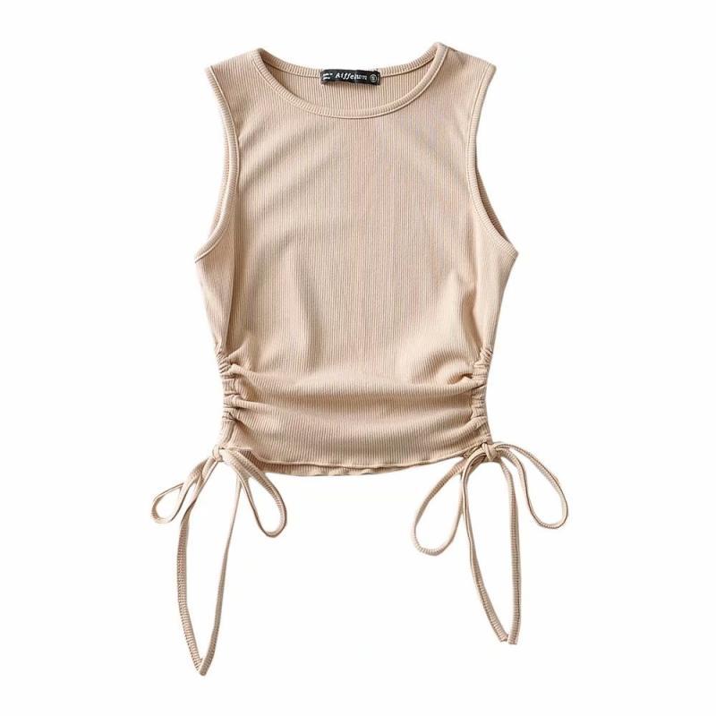 Women's Fashion Slim Side Drawstring Sleeveless Tank Top