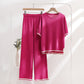 Ensemble deux pièces en tricot de soie glacée de style classique pour femme, printemps et été