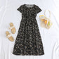 Printed Short-sleeve Waist-cinching Figure-flattering Dress For Petite Frames