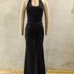 Womens Sexy Waist-Cinching Backless Halter Dress