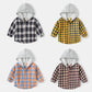 Korean Style Children's Long-sleeved Shirt Baby Plaid Hooded Shirt Trendy