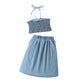 Girl's Rose Solid Color Tank Top Two-piece Set