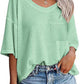 Women's Temperament Fashion V-neck Pocket Short-sleeved T-shirt