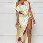 Women's Sleeveless Vibrant Color Gradient Slit Dress