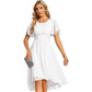 Robe de soirée élégante à col rond et manches courtes pour femme