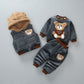 Costume trois pièces épais en velours double couche pour enfant