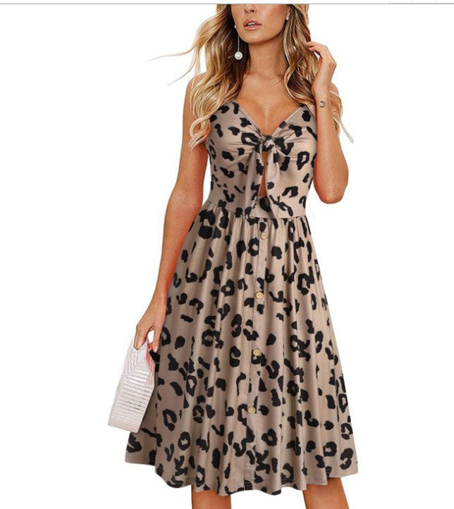 Sling Sleeveless Mid-length V-neck Dress