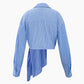 Casual Temperament Sweet, Fresh Irregular Strap Belt Stitching Striped Shirt