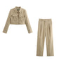 Double Pocket Coat Top Pants Suit Women