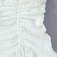 White Puff-Shoulder Ruffle-trimmed Sweet Vest Dress With Drawstring Waist And Pleats