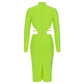 Retro Back Hollow-out Slit Slim-fitting Long Sleeve Dress