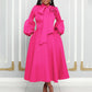 Puff Sleeve Bow Lace-up Large Skirt High Waist Dress