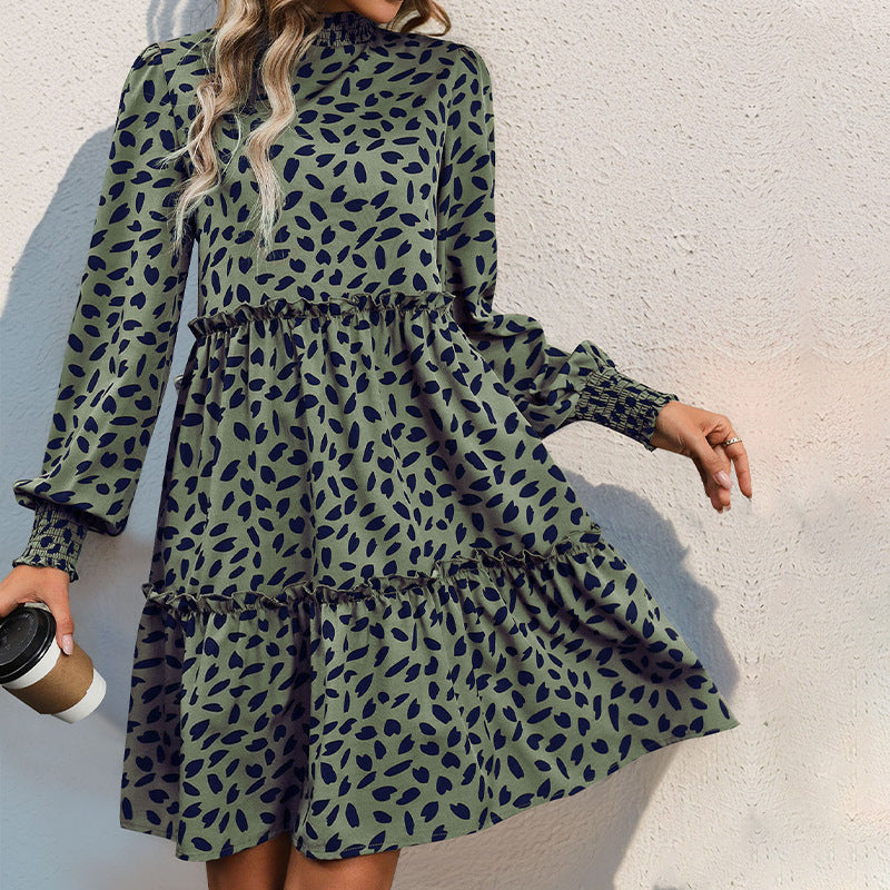 Leopard Print Long Sleeve Dress