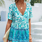 Bohemian V-neck Tie Positioning Flower Top Women