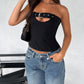 Design Belt Buckle Bandeau Sling Top Women's Clothing
