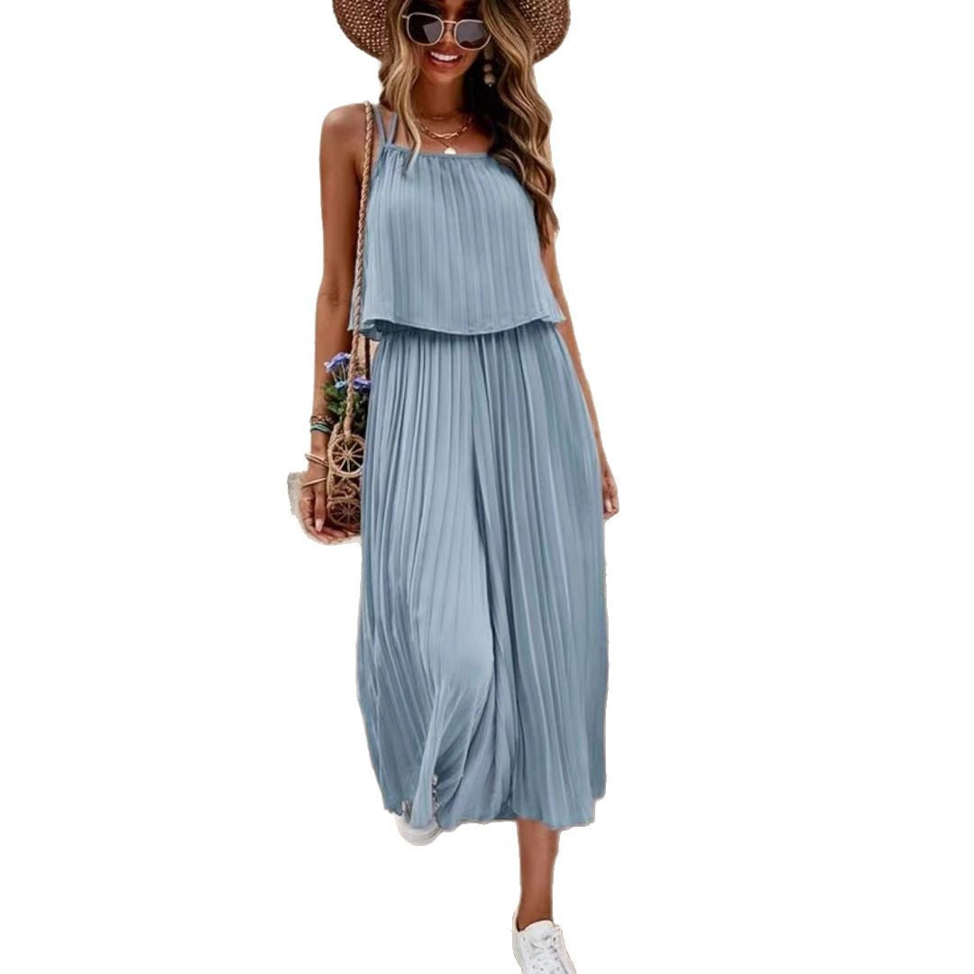 Camisole Tube Top Pleated Loose Fashion Jumpsuit