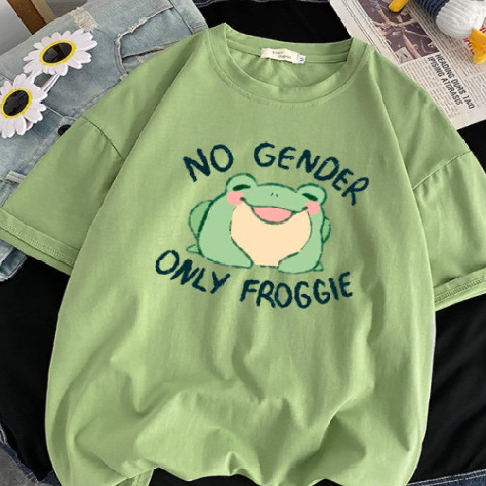 T-shirt ample à manches courtes et col rond imprimé européen et américain Riman pour hommes et femmes