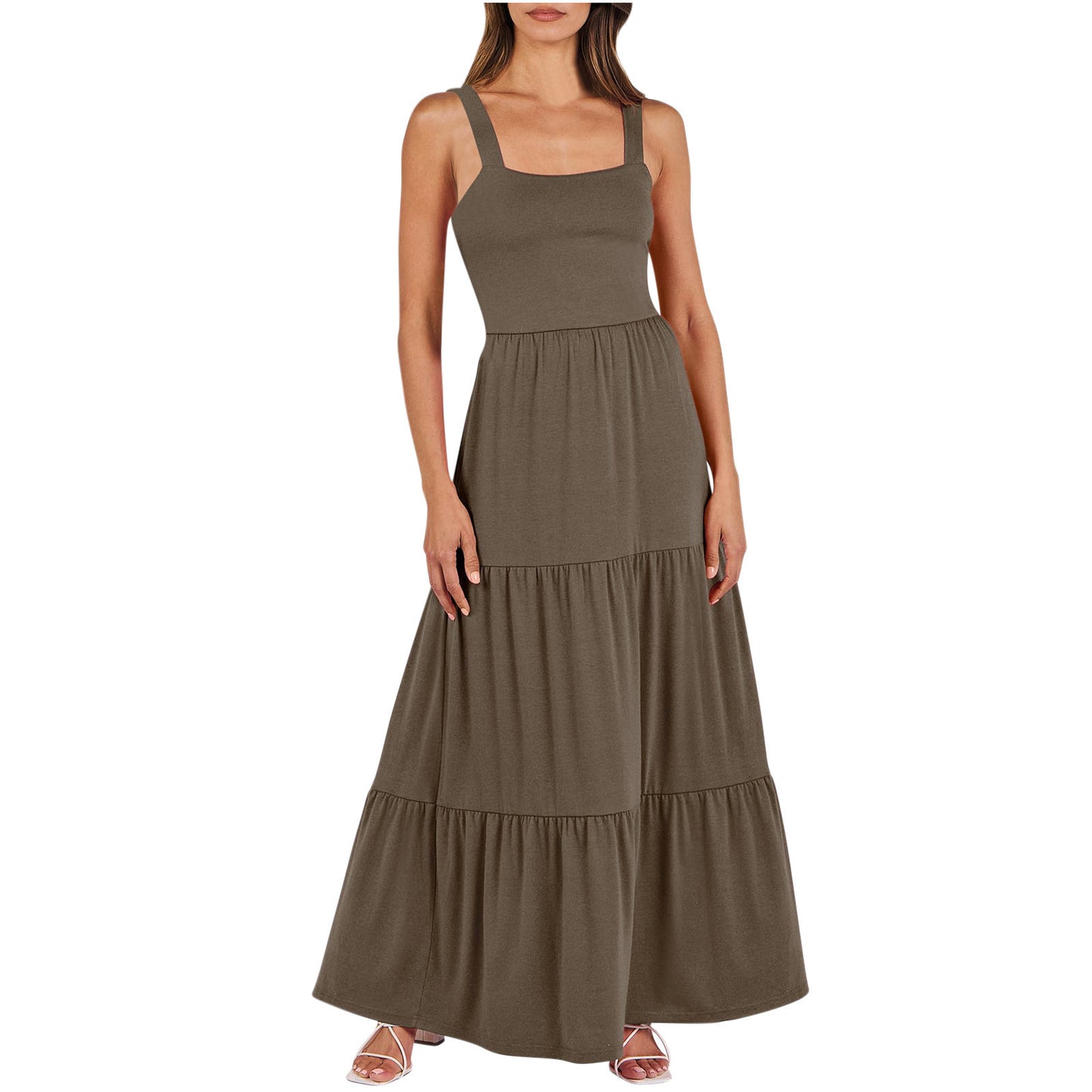 Robe sans manches à bretelles spaghetti et poches pour femme