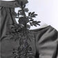 Hollow Out Shoulder-baring Applique Pleated Curved Hem Slim Top