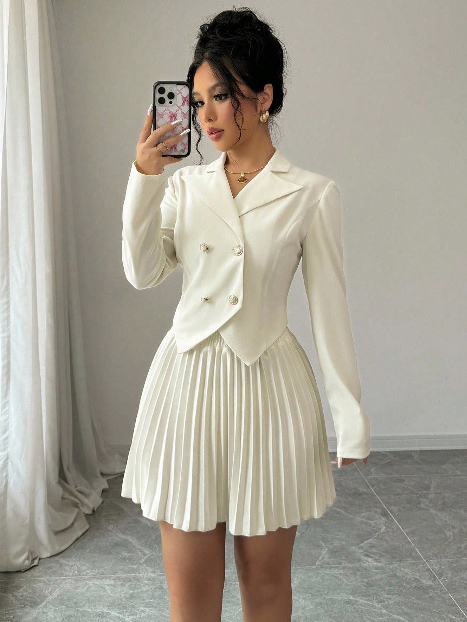 Stylish Two-piece Set Top Denim Short-sleeve Shirt With Butterfly Details