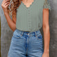 Lace Hollow Out V-neck Fashion Women's T-shirt