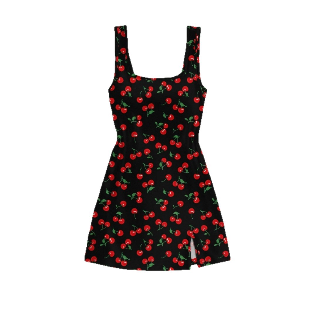 Printed Slim-fit French-style Sleeveless Dress For Women