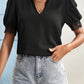 Women's Fashion V-neck Lantern Sleeve Splicing Lace Top