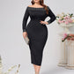 Autumn And Winter Long Sleeve Slim-fit Sequined Dress