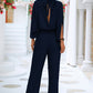 Women's Clothing Stand Collar Jumpsuit With Loose Split Long Sleeves
