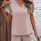Women's Suit V-neck Short Sleeve Top Shorts