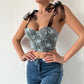 Women's Fashion Lace-up Sling Steel Ring Fishbone Chest Vest