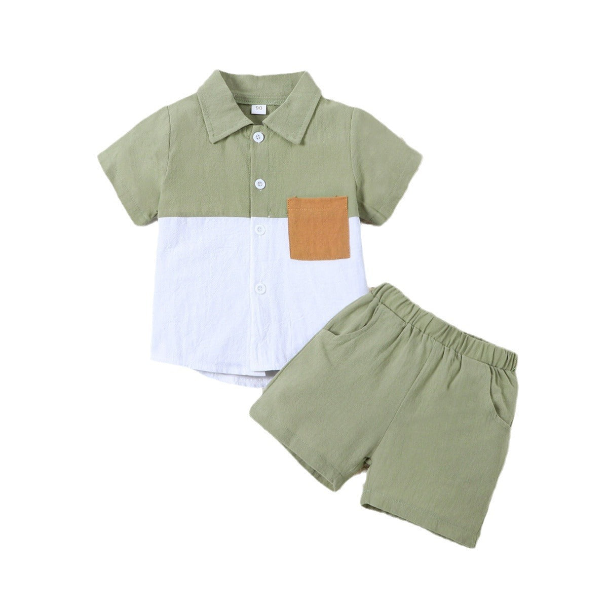 Ensemble d'été décontracté pour garçon, chemise à manches courtes et short en coton et lin
