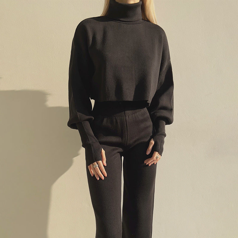 Ensemble haut ample à manches longues et col roulé pour femme, nouvelle collection européenne et américaine, mode décontractée, automne et hiver