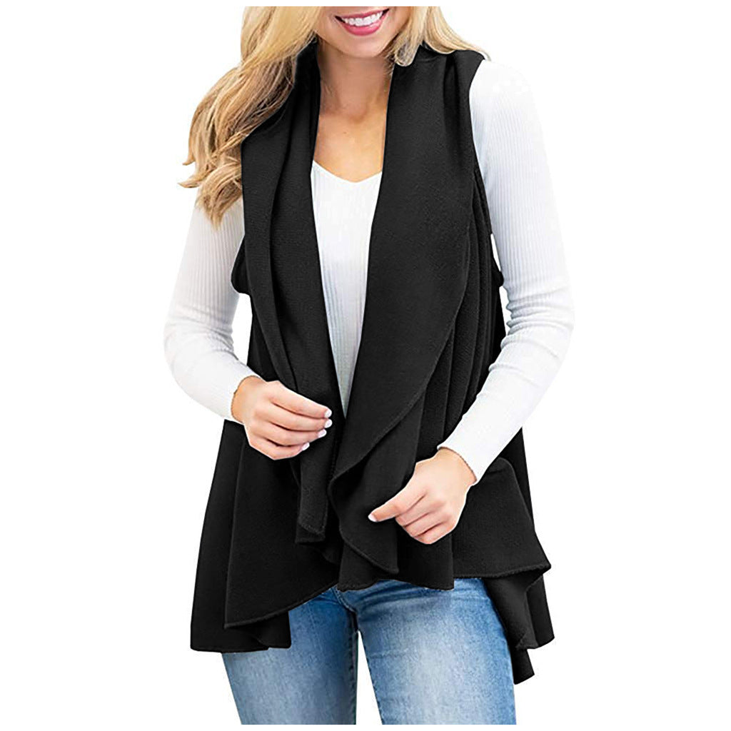 Fashionable Sleeveless Solid Color Cashmere Vest Women
