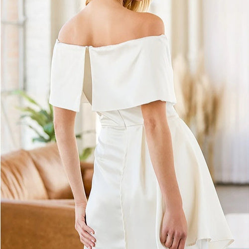 Off-shoulder Short Sleeve Strapless High Waist Slimming Dress
