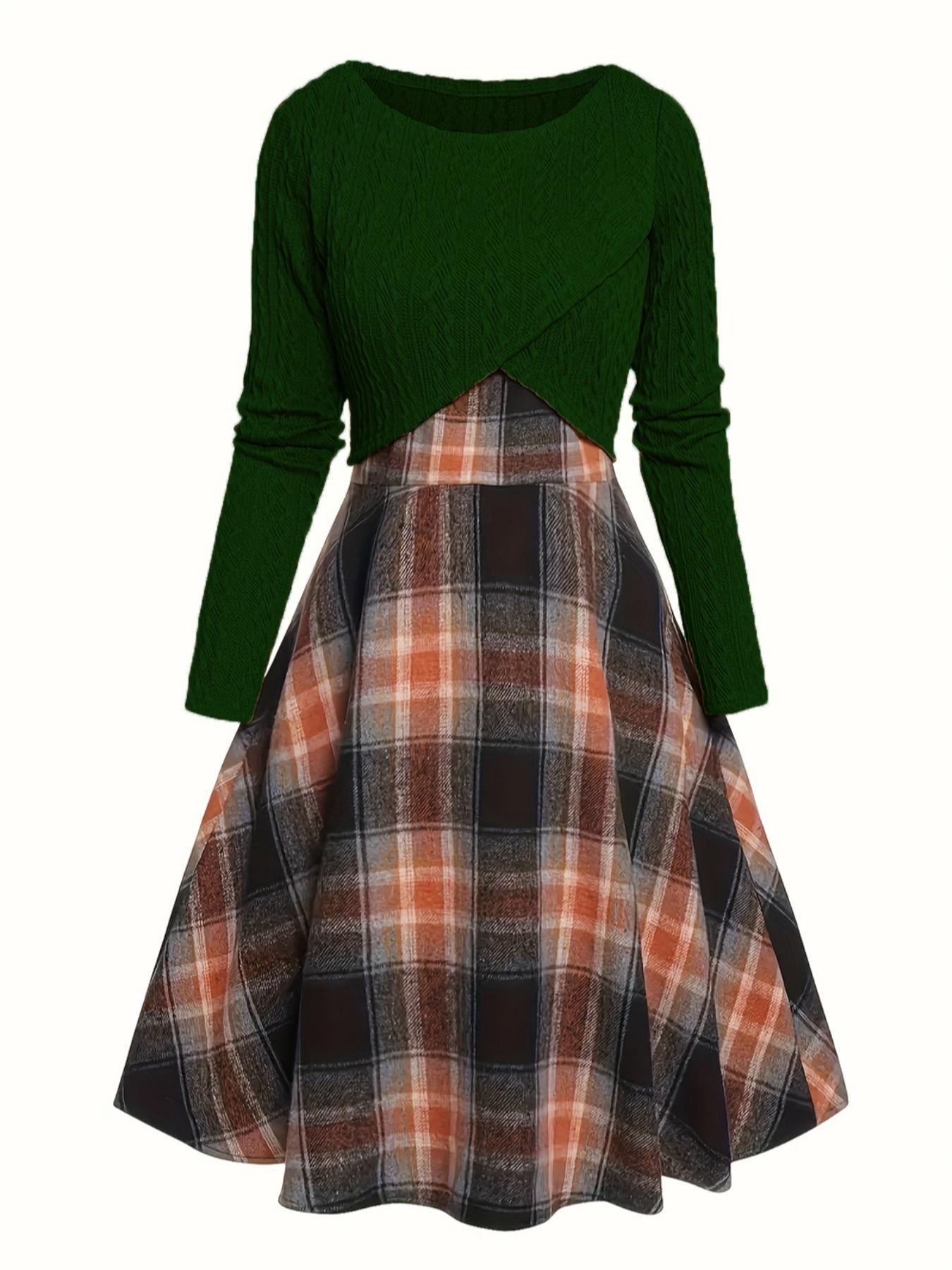 New Womens Two-piece Set Knitted Long-sleeve Top And Dress