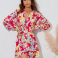 Women's Fashionable Simple Flower Printed Waist-controlled Long Sleeve Dress