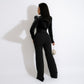 V-neck Solid Color Lace-up Fashion Women's Jumpsuit