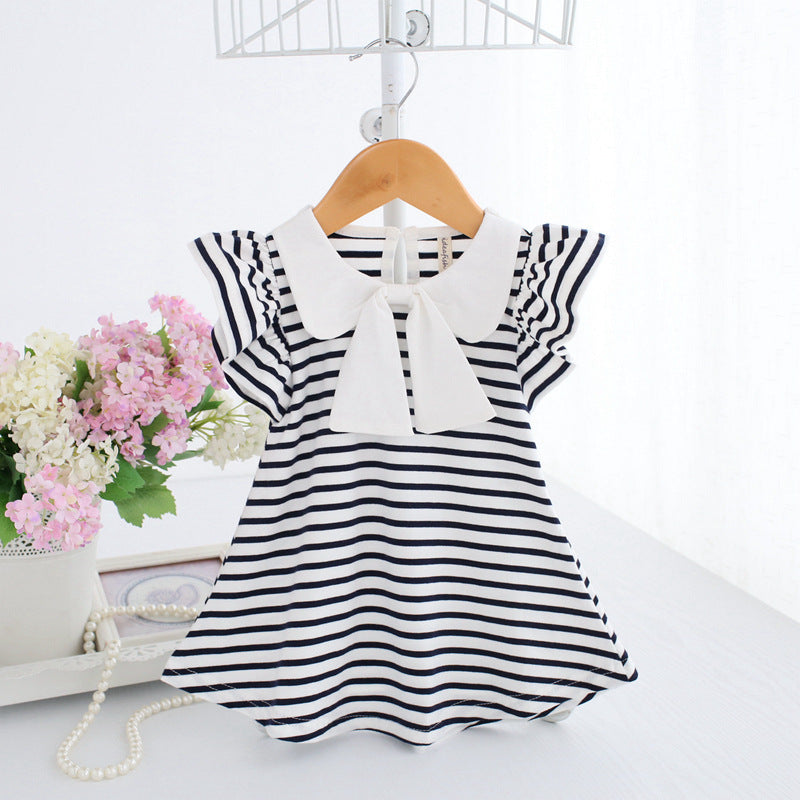 Vêtements pour enfants de 0 à 3 ans, robe rayée en coton de haute qualité