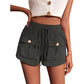 Short cargo ample taille moyenne avec cordon de serrage pour femme