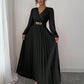 Women's Solid-color Casual Chic V-neck Dress