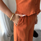 Simple Sleeveless Wide-leg Pants Two-piece Set For Women