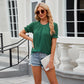 T-shirt ample à manches courtes et col rond pour femme, couleur unie