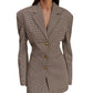 Fashionable Elegant Black Plaid Lapel Suit Jacket