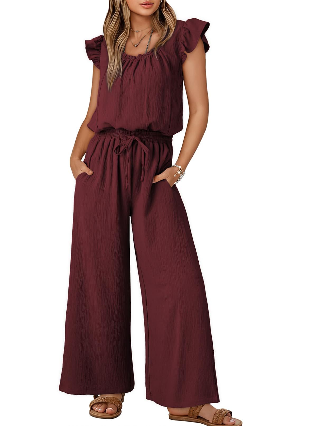 Square Collar Sleeveless Camisole Wide Leg Trousers
